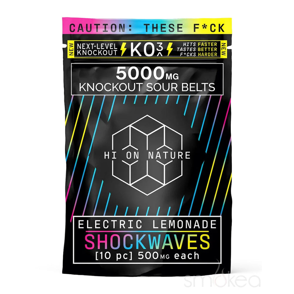  Hi On Nature 5000mg KO3 Knockout Shockwaves Electric Lemonade HHC THC-P D8 CB Edibles Gummies